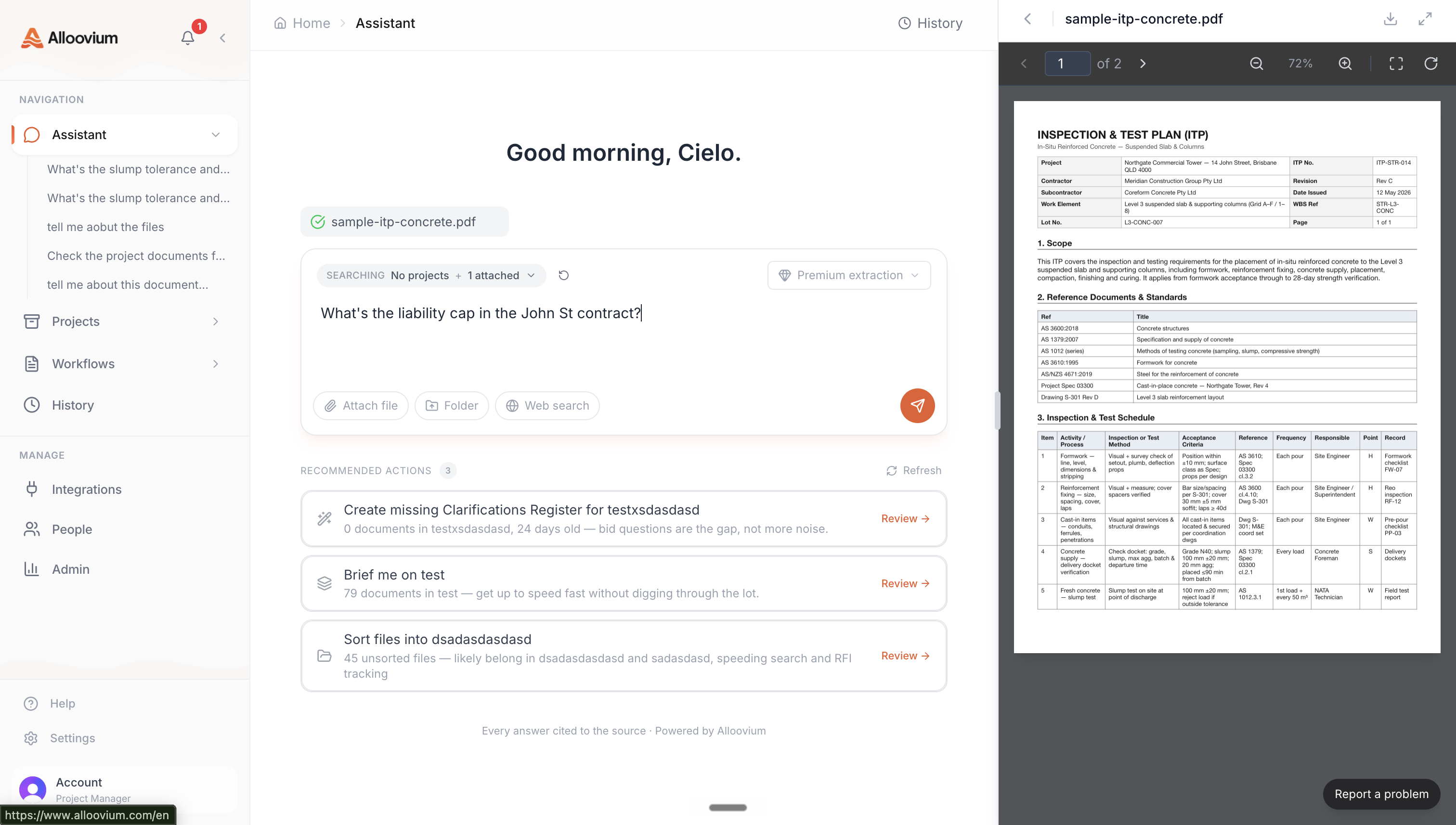 Chat input with a file attachment preview and send button